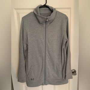 Light gray Under Armour cold gear mock neck full zip pocket sweatshirt